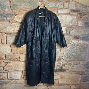 VTG Winlit Leather Black Trench Coat